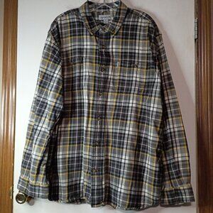 Carhartt Men's Plaid Button Down Shirt 2XL Long Sleeve Work Flannel